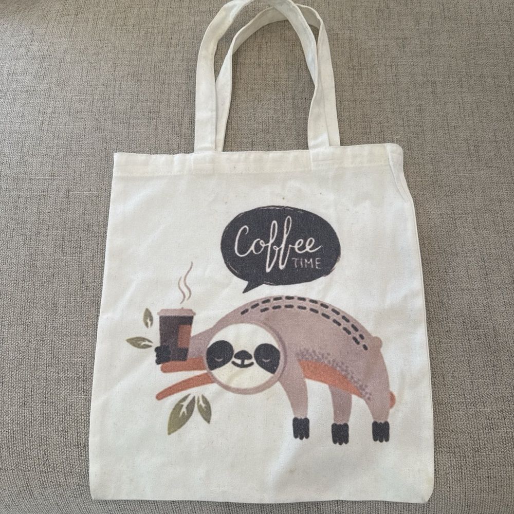 Cute Sloth Coffee Time Tote Bag